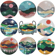 Kit di pittura con diamanti per tappeti, 8 pezzi Pittura con diamanti DIY per tappeti con supporto per principianti, adulti e bambini, attrezzi per hobby, regalo per compleanni e famiglia (paesaggio)