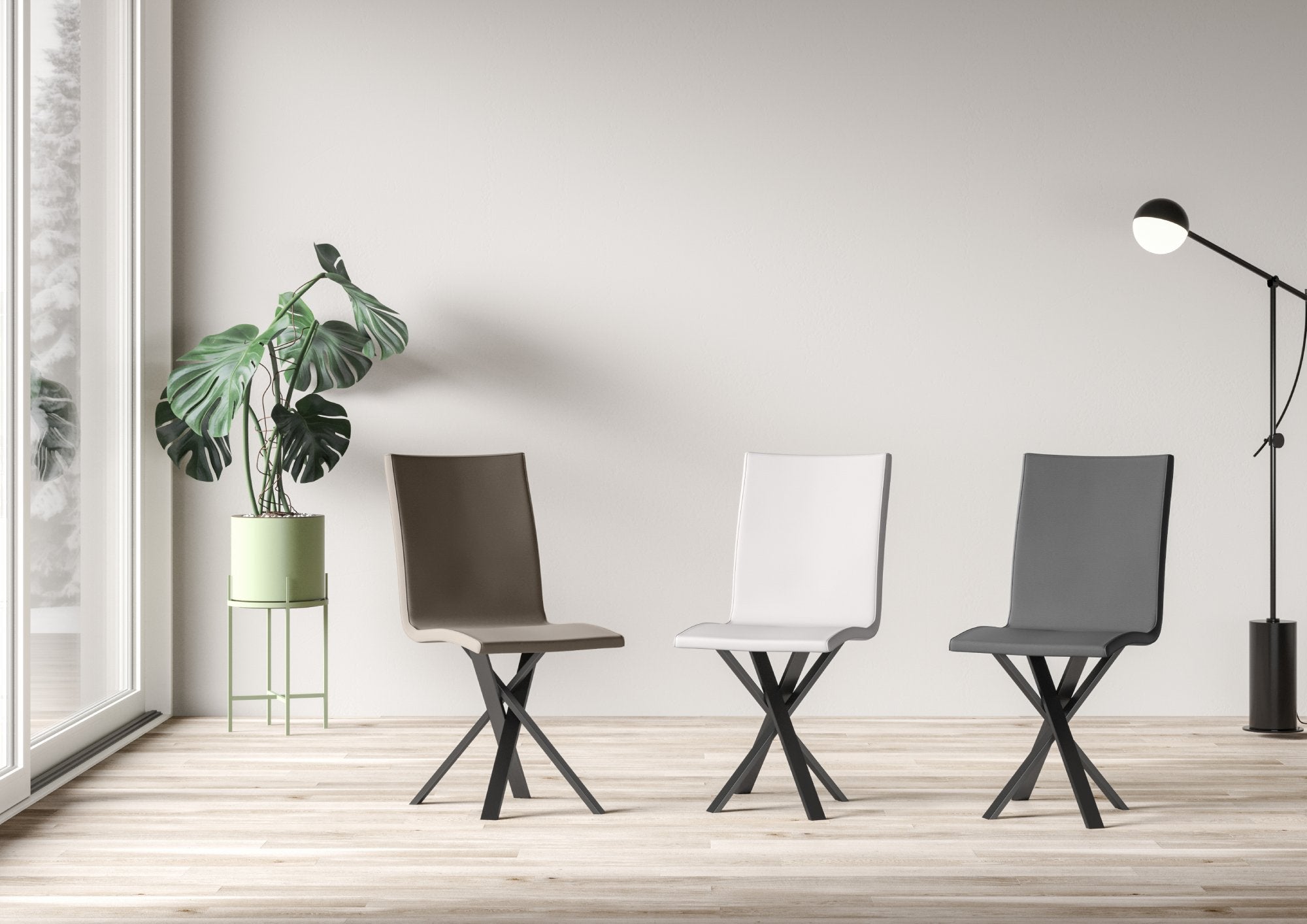 Sedia 40/44x42x86 cm Aury gambe Antracite in Similpelle Grigio