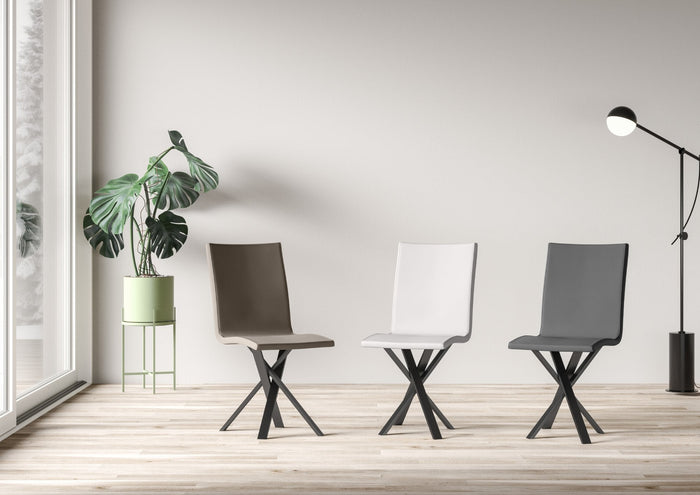 Sedia 40/44x42x86 cm Aury gambe Antracite in Similpelle Grigio