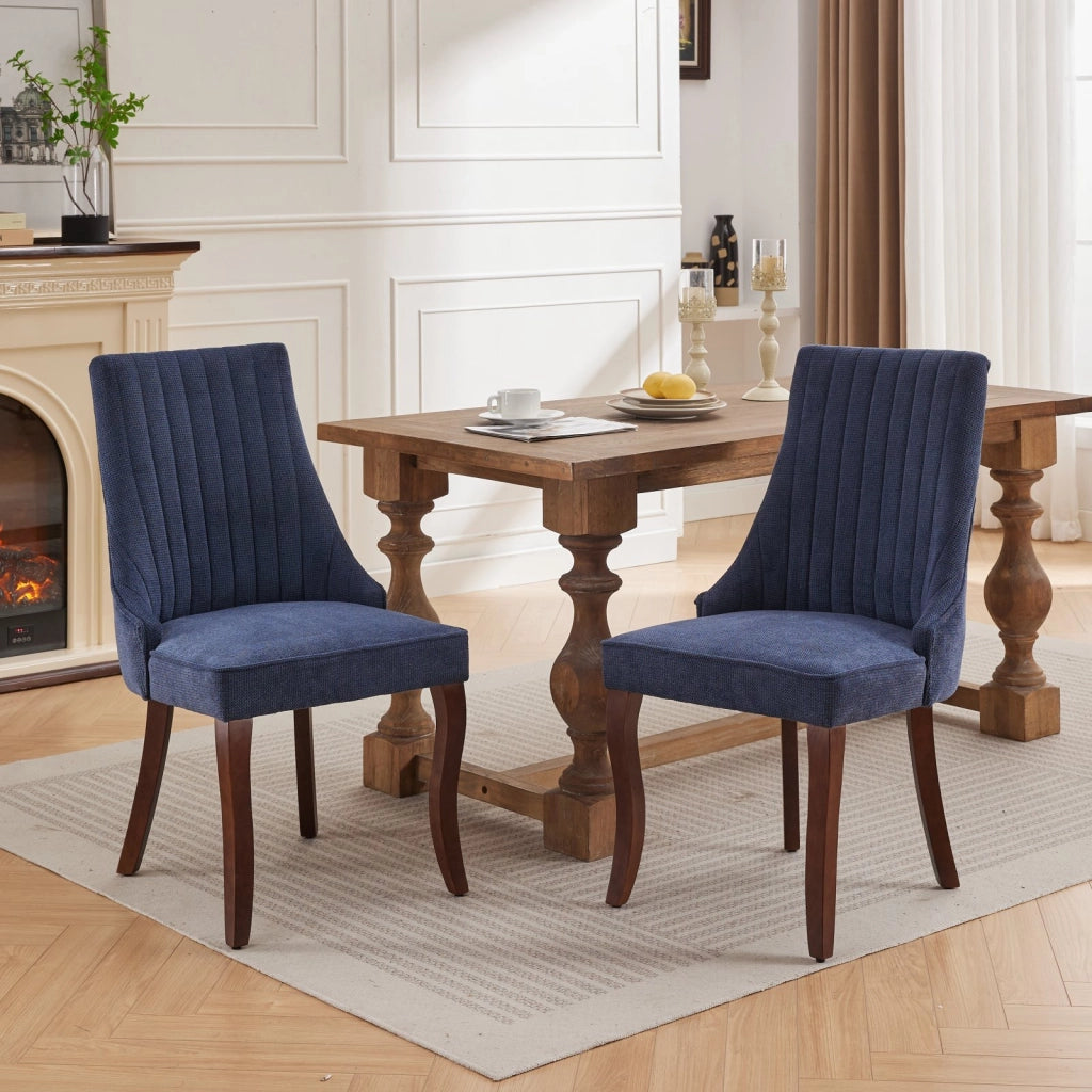 Sedia da pranzo 62.0x51.0x47.0 cm con schienale alto in chenille blu