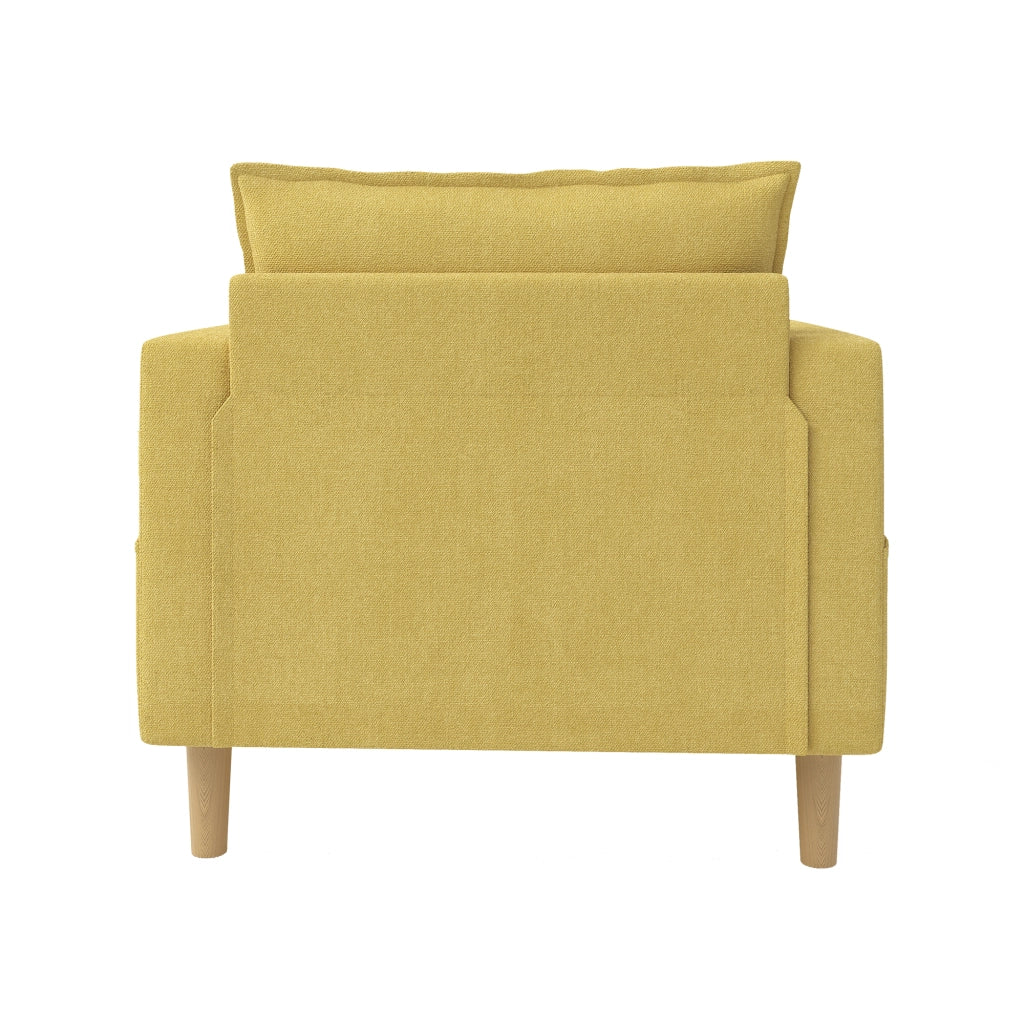 Poltrona relax con tasche laterali e cuscino; per lettura; in ciniglia; giallo senape
