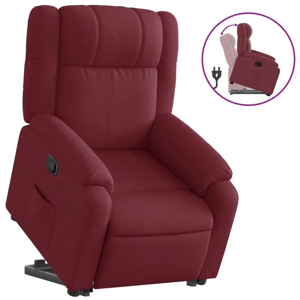 Poltrona | Sedia Relax Alzapersona Reclinabile Rosso Vino in Tessuto