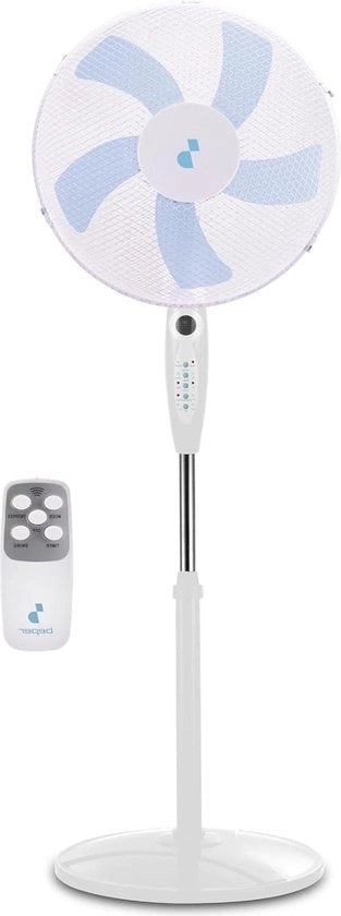 Ventilatore per pavimento con telecomando - 5 fogli timer 45 cm Bianco