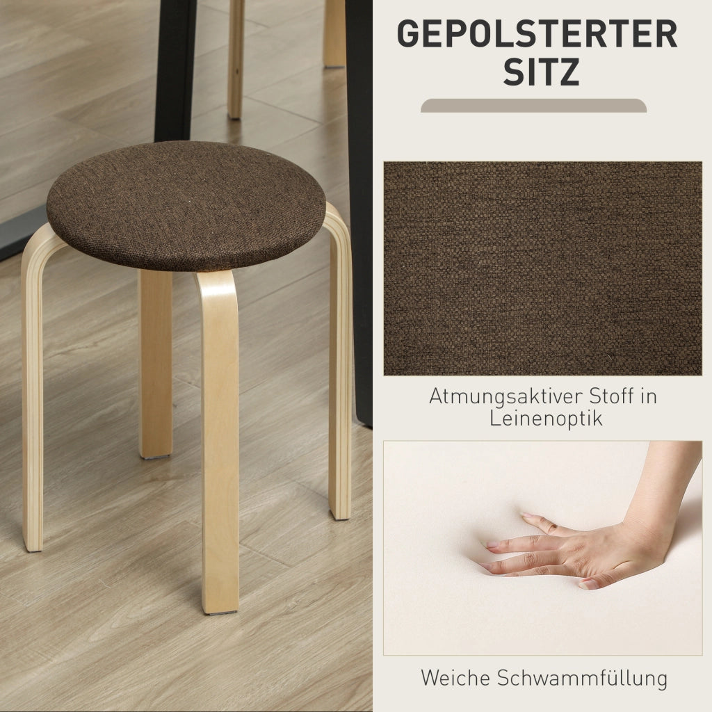 Sgabello imbottito in set di 4 ¨C Zephmum ¨C Legno marrone