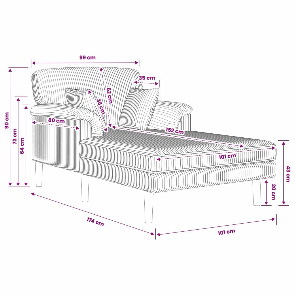 Chaise longue Tortora Tessuto in velluto a coste 42048039