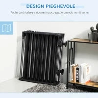 Cancelletto di Sicurezza per Cani Pieghevole a 8 Sezioni, Sistema di Blocco e Chiusura Automatica, Nero