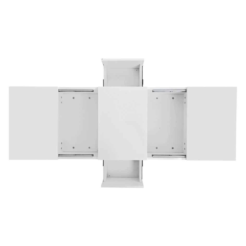 Tavolino da salotto con 2 Cassetti e 2 Vani nascosti; Sistema Push-Pull; Bianco Lucido; 100 × 50 × 31 cm