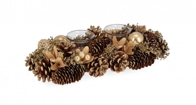 Portacandele a 2 Pezzi Lilibeth Rettangolare Oro (6 Pezzi)