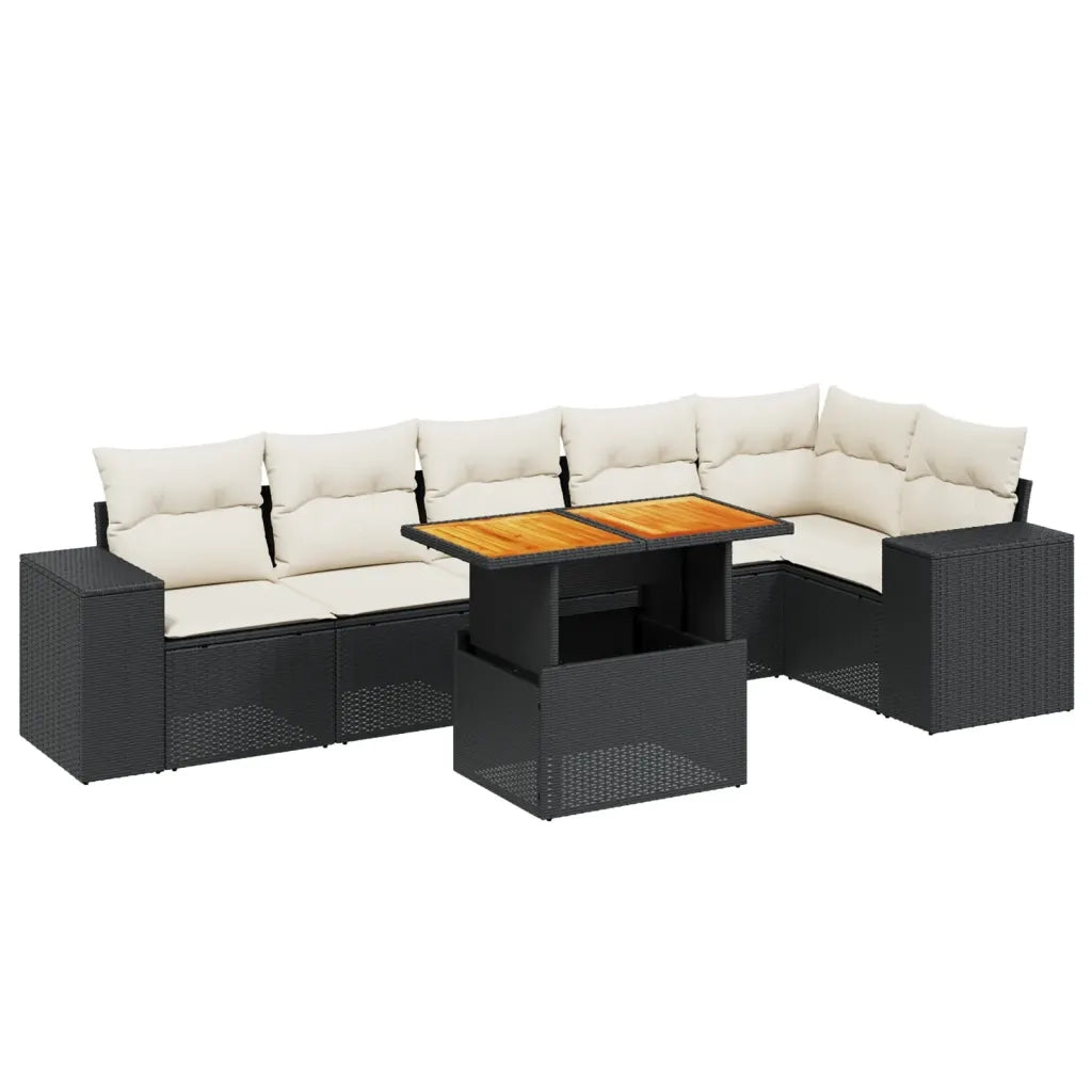Set Divani da Giardino con Cuscini 7pz Nero Polyrattan 3272645