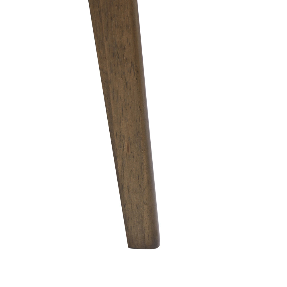 Set di 2 sedie da pranzo in tessuto beige e struttura in legno massiccio marrone retrò senza braccioli con seduta