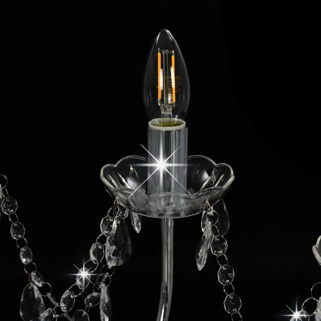 Lampadario con Perline Argento 12 Lampadine E14 281610