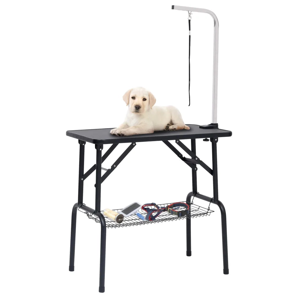 Tavolo Toelettatura per Cani Regolabile con 1 Anello e Cesto CFW8557407