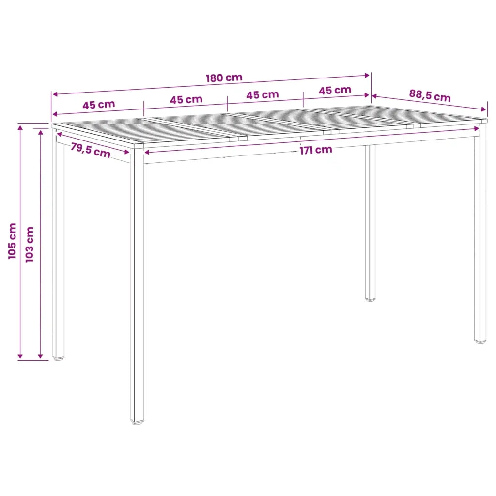 Tavolo Bar da Giardino Bianco e Nero 180 x 88,5 x 105 cm 901786