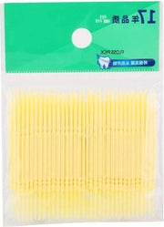 Stuzzicadenti a doppio capo 100 Stck confezione - Stuzzicadenti per la cura della bocca - Floss Pick - Giallo limone - Per igiene orale.