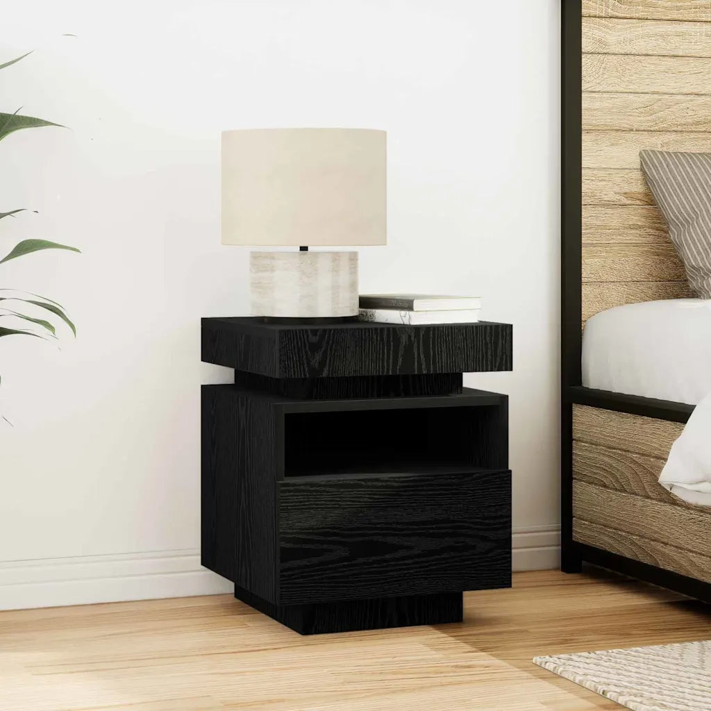 Set di 2 Comodini | Armadio da Notte | Mobiletto da notte Rovere Nero 40 x 39 x 48,5 cm