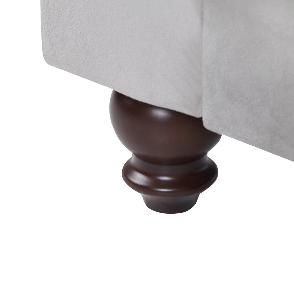 Chaise longue Velluto Grigio Imbottitura Sinistra Biscotto Gambe Nere Design Moderno
