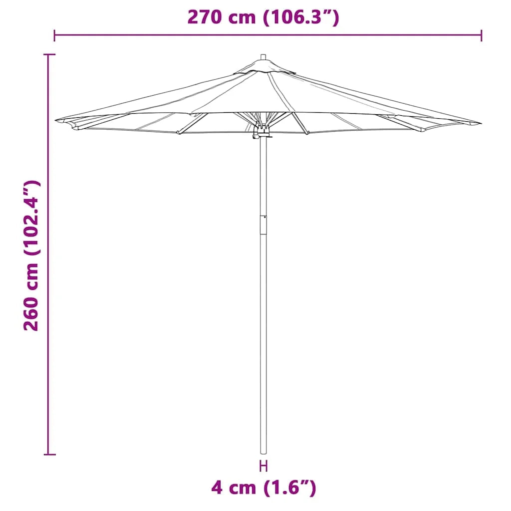 Ombrellone da giardino rotondo 270 x 260 cm leggero resistente stile minimalista atmosfera rilassante bambù crema 02_0058244