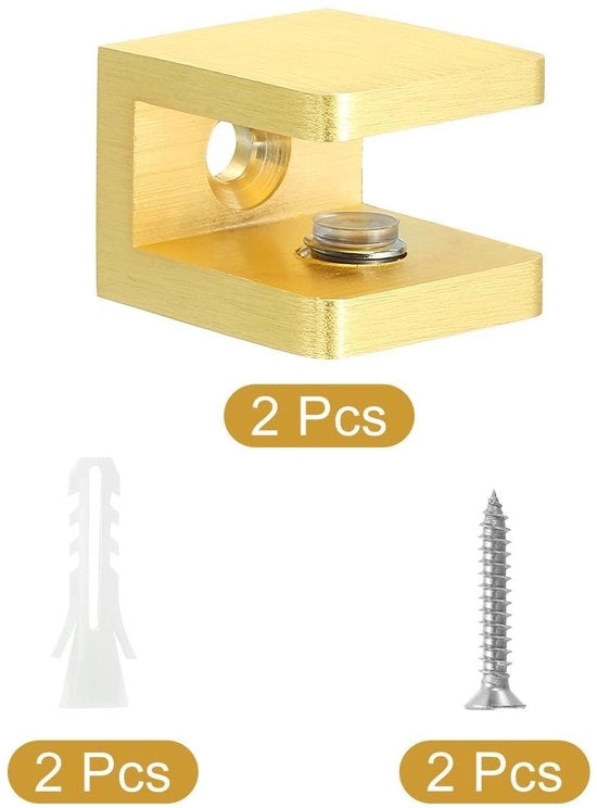 Sostegni per tavole regolabili - Glit per vetro - Fissaggio in ottone - Pads antiscivolo - Supporti per tavole non da forare - Diametro totale 18,5 mm - Glit per vetro