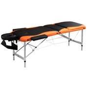 EasyComfort Lettino da Massaggio Pieghevole ad Altezza Regolabile, Lettino Professionale per Massaggi in Alluminio e Plastica, 215x81x61-84 cm, Nero e Arancione