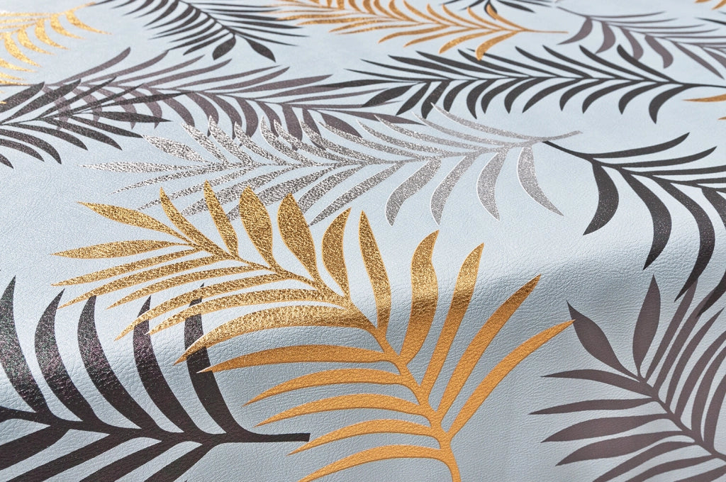Tovaglia Cucina Antimacchia Plastificata 140x200 Cm Palme Metallizzate Copritavolo Tropicale Dis_B
