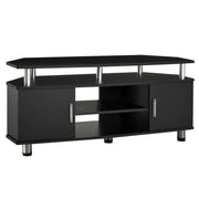 EasyComfort Mobile Porta TV Classico da Soggiorno con 2 ripiani e 2 Armadietti, in MDF e Acciaio Inox, Nero, 120x39.5x52cm
