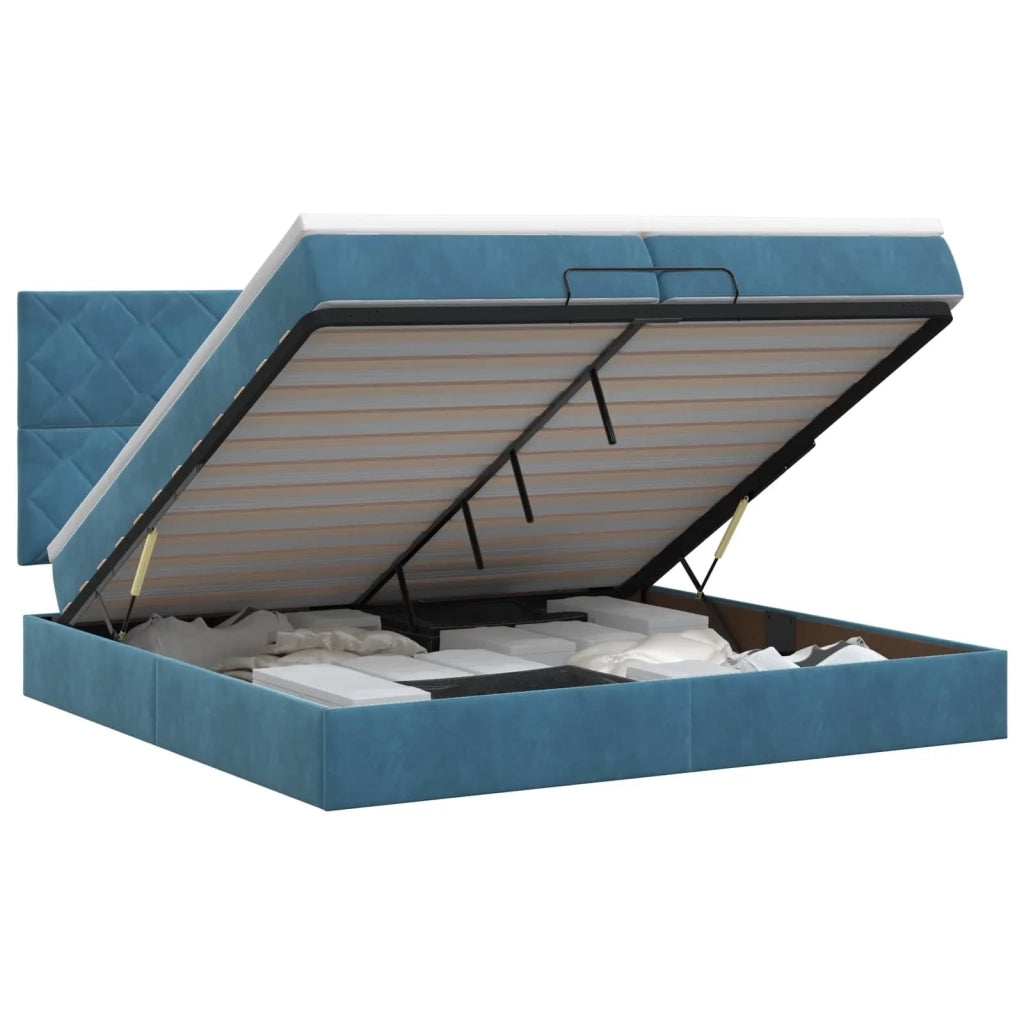 Letto ottomano con materasso Blu Scuro 200 x 200 cm Velluto 3457819