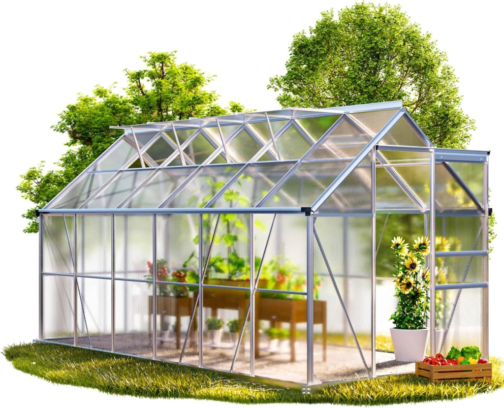 ® Serra da Giardino in Alluminio 3,6m² 190x190cm incl. Lucernario Coltivazione Orto per Piante Giardinaggio 5,8m³