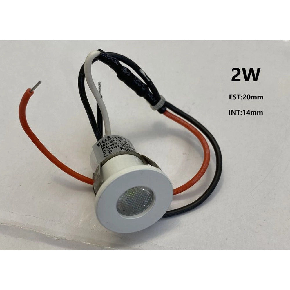 Trade Shop - Mini Faretto Led 2 Watt Incasso 3v-5v Luce Fredda 6500k Punto Luce Diametro 20mm -