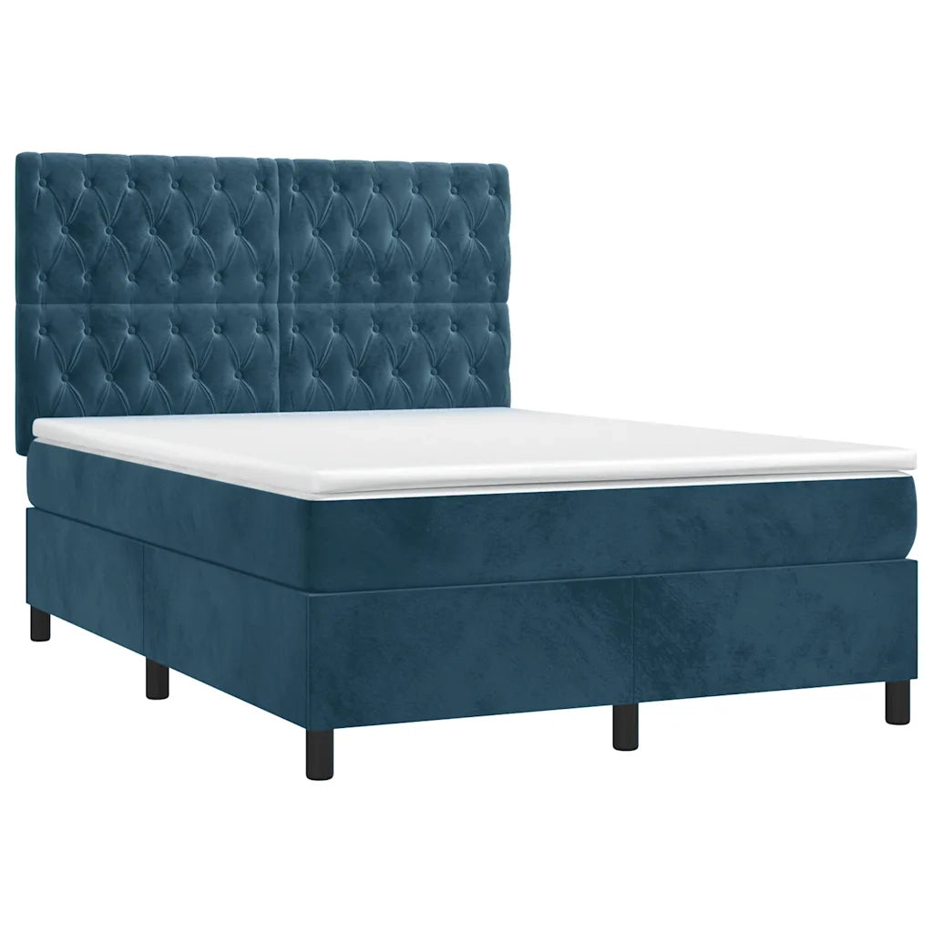 Letto a Molle con Materasso e LED Blu Scuro 140x200 cmcod mxl 75130