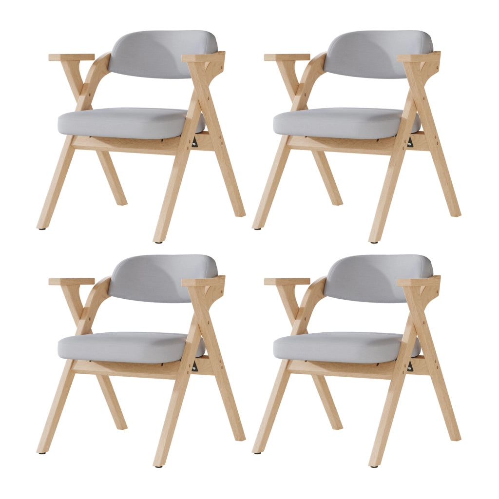 Set di 4 sedie da pranzo pieghevoli con braccioli in legno grigio