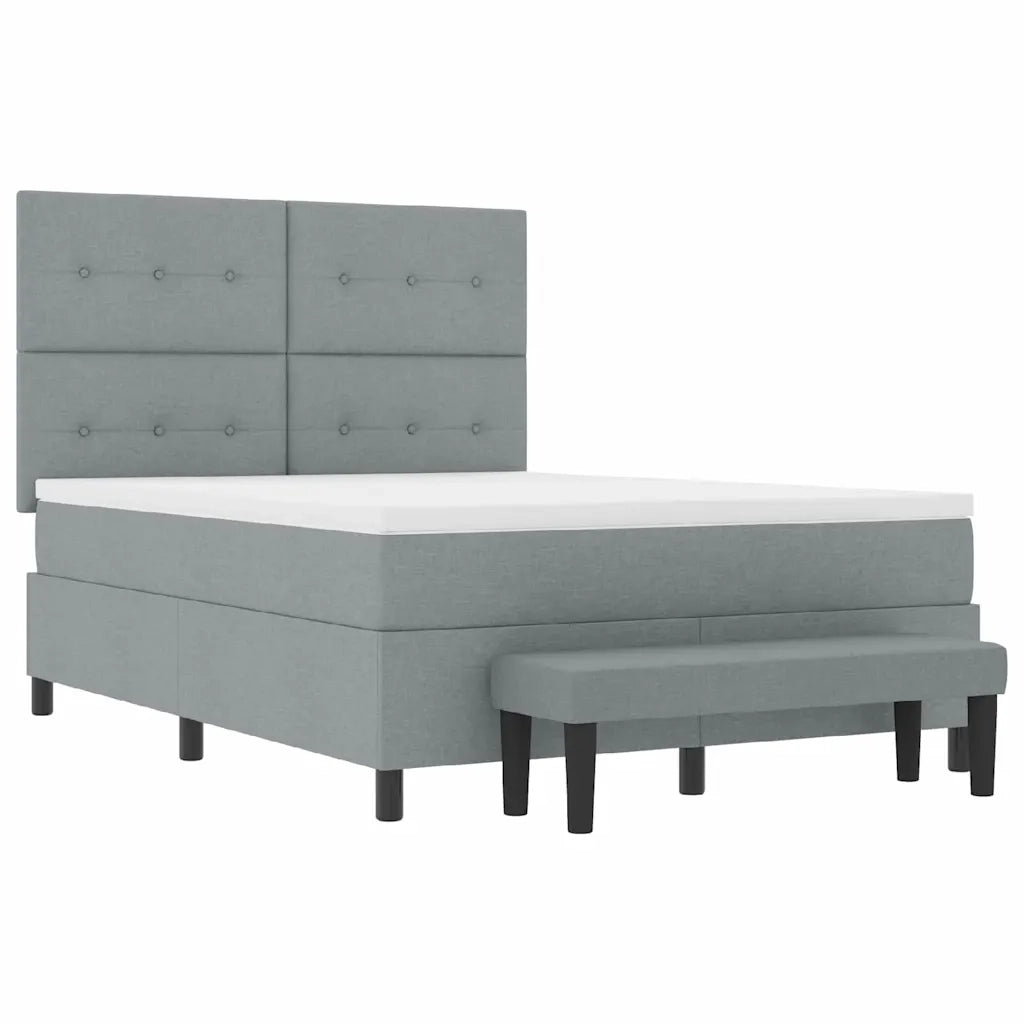 Letto a molle con materasso Grigio chiaro 160 x 200 cm Tessuto