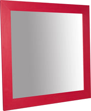 Biscottini Specchiera quadrata a muro in legno massello di tiglio finitura rossa L100xPR3xH100 cm Made in Italy
