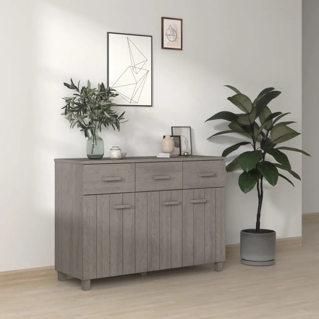 Credenza | Madia | Buffet da pranzo | Armadio da pranzo HAMAR Grigio Chiaro 113x40x80cm Legno Massello di Pino