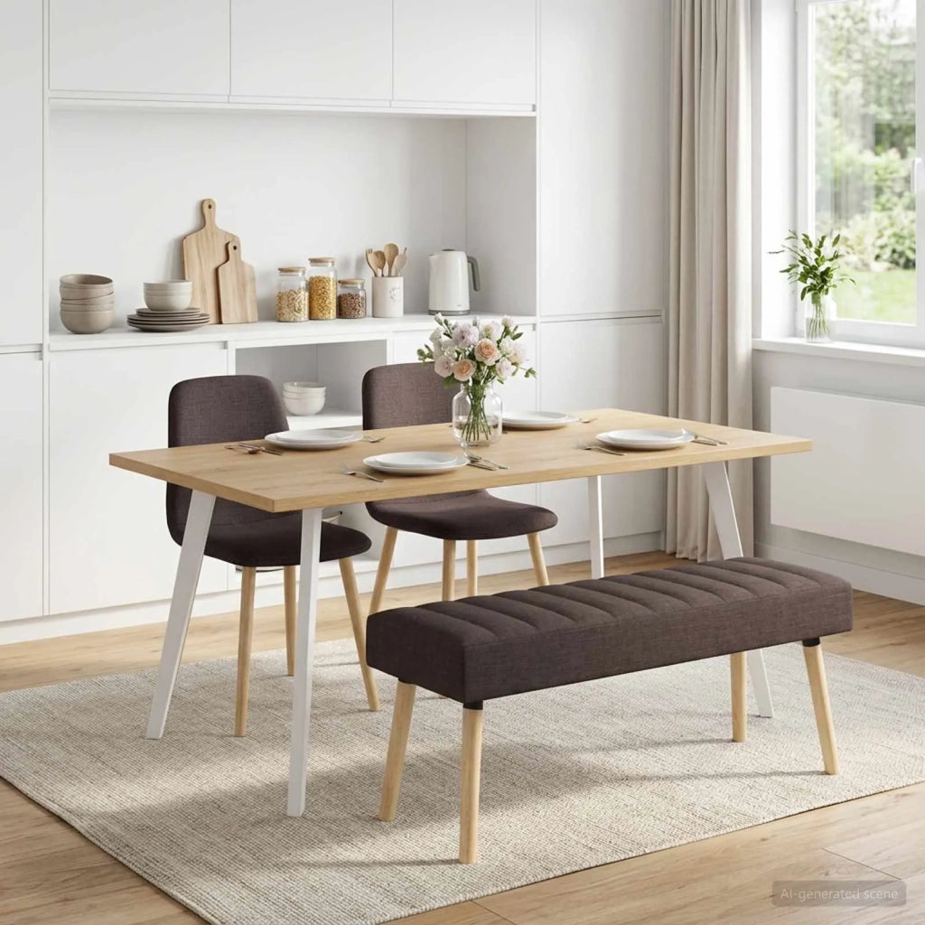 Panchina trapuntata a canale Marrone Scuro 110 x 40 x 46 cm 42038491