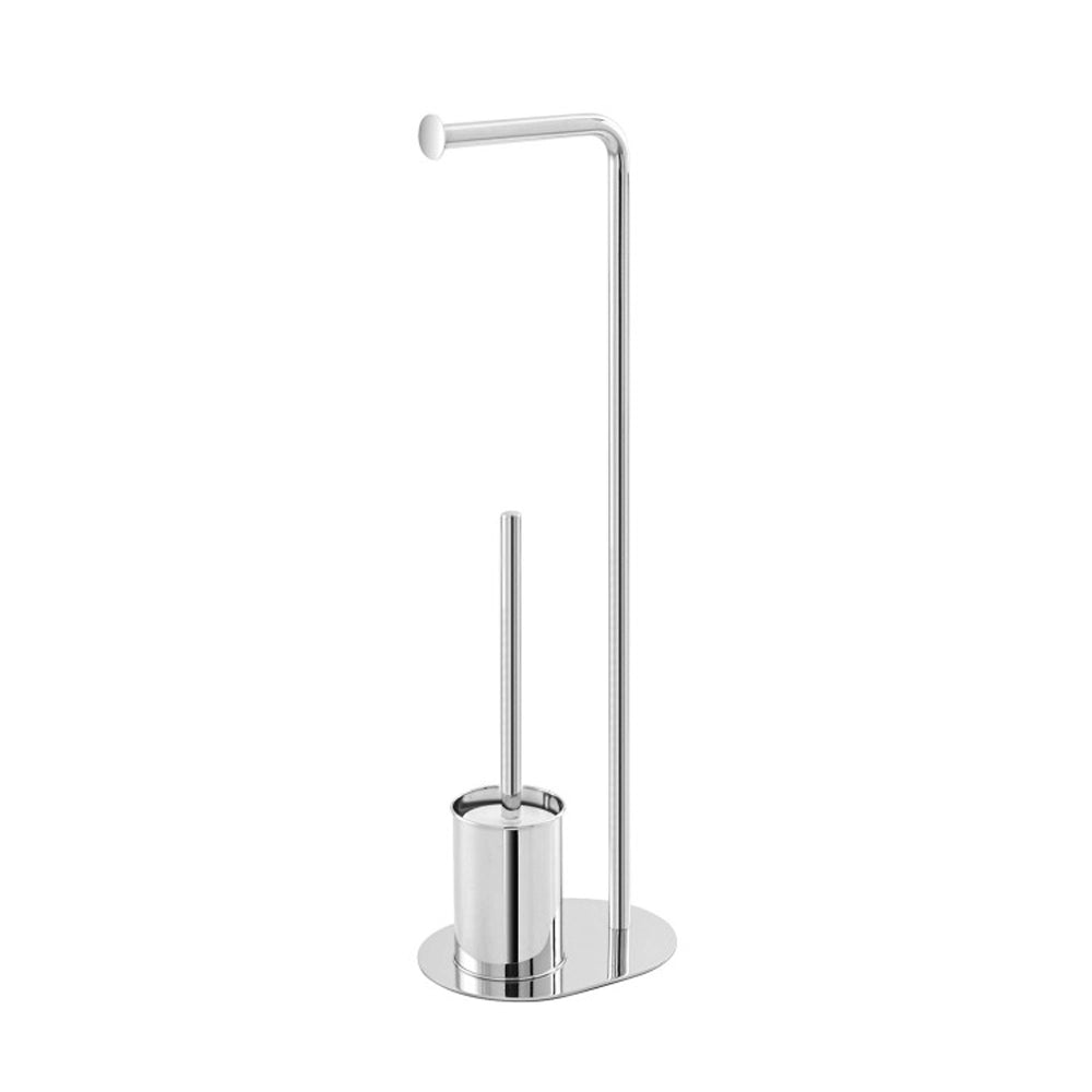 PIANTANA PORTA ROTOLO E SCOPINO BAGNO ACCIAIO CROMATO 23x17xh.70,5 cm FERIDRAS