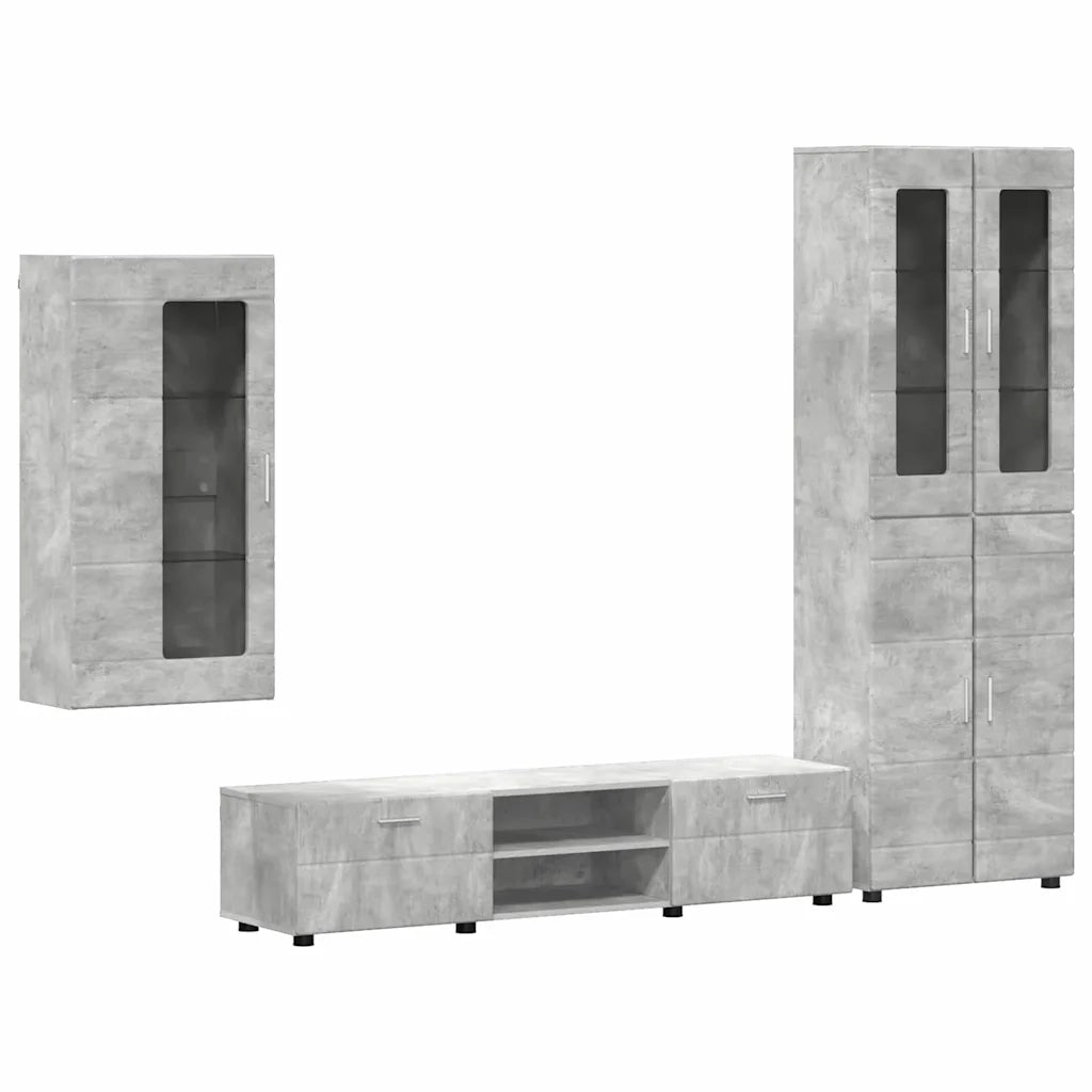 Set mobile TV con porta FLORIN Grigio cemento Legno multistrato