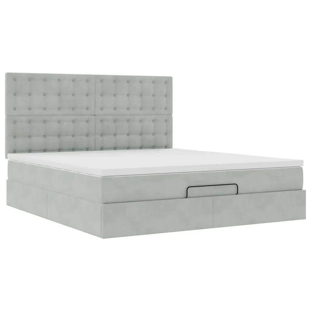 vidaXL Struttura Letto Pouf con Materassi 160x200 cm in Velluto