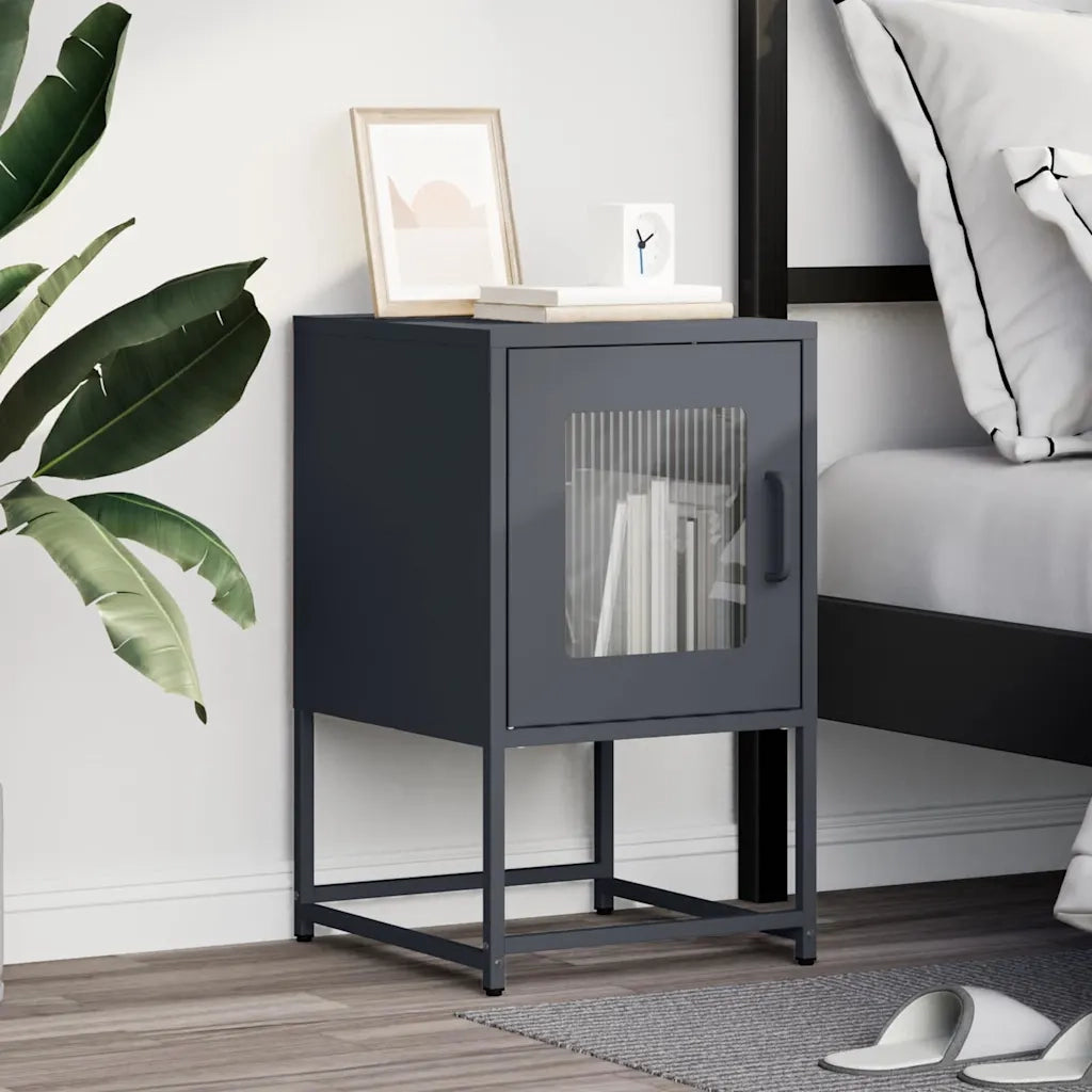 Comodino Antracite 36x39x60,5 cm in Acciaio Laminato a Freddo 853328