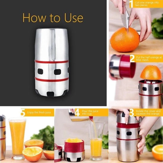 Manicotto per arance in acciaio inossidabile - pressa per arance manuale con coperchio - pressa per agrumi con rotazione - pressa per arance e limoni - centrifuga per succo con testa