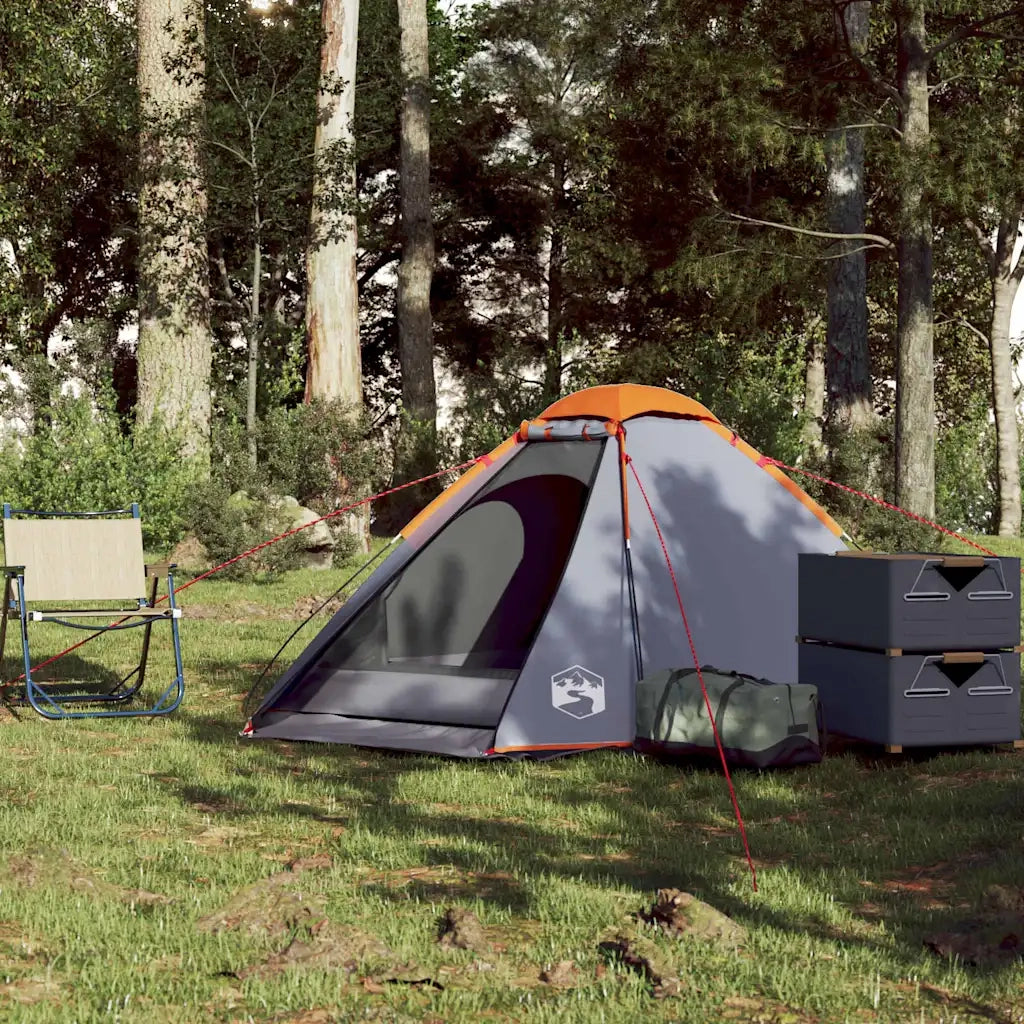 Tenda da Campeggio a Cupola 2 Persone Grigio e Arancione 94767
