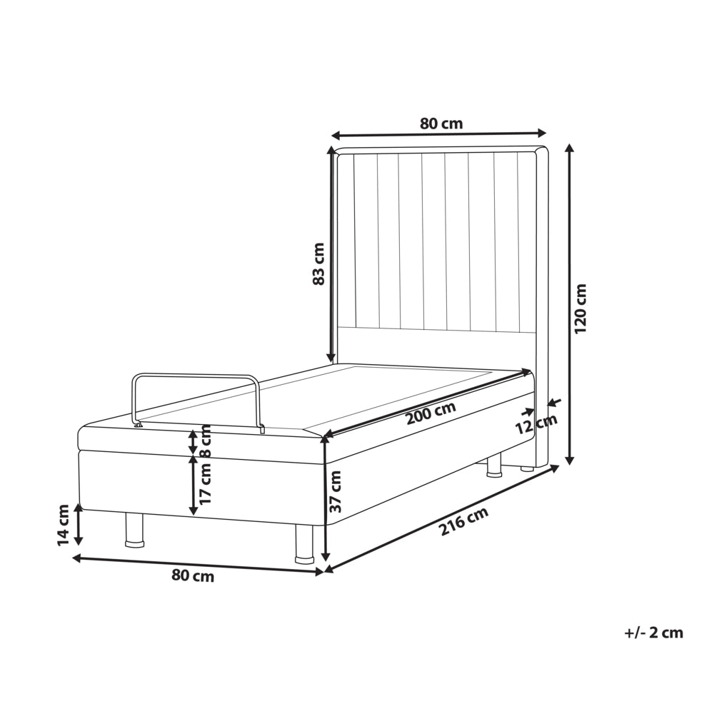 Letto singolo Tessuto bianco sporco regolabile Elettricamente con Telecomando 80 x 200 cm camera da letto cameretta