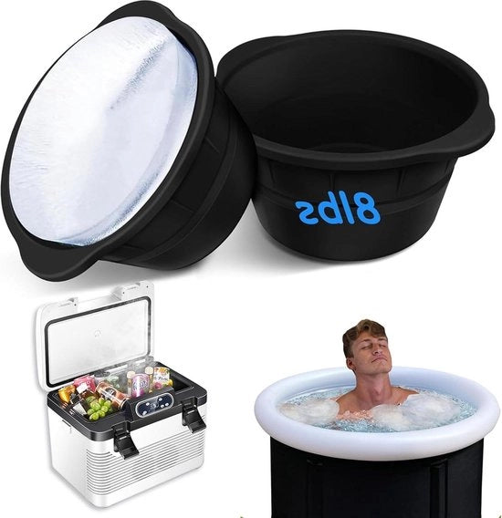 Iscrizioni per ghiaccio in forma di cubo in silicone - 2 pezzi per bagno di ghiaccio - vasca per immersione fredda - nero