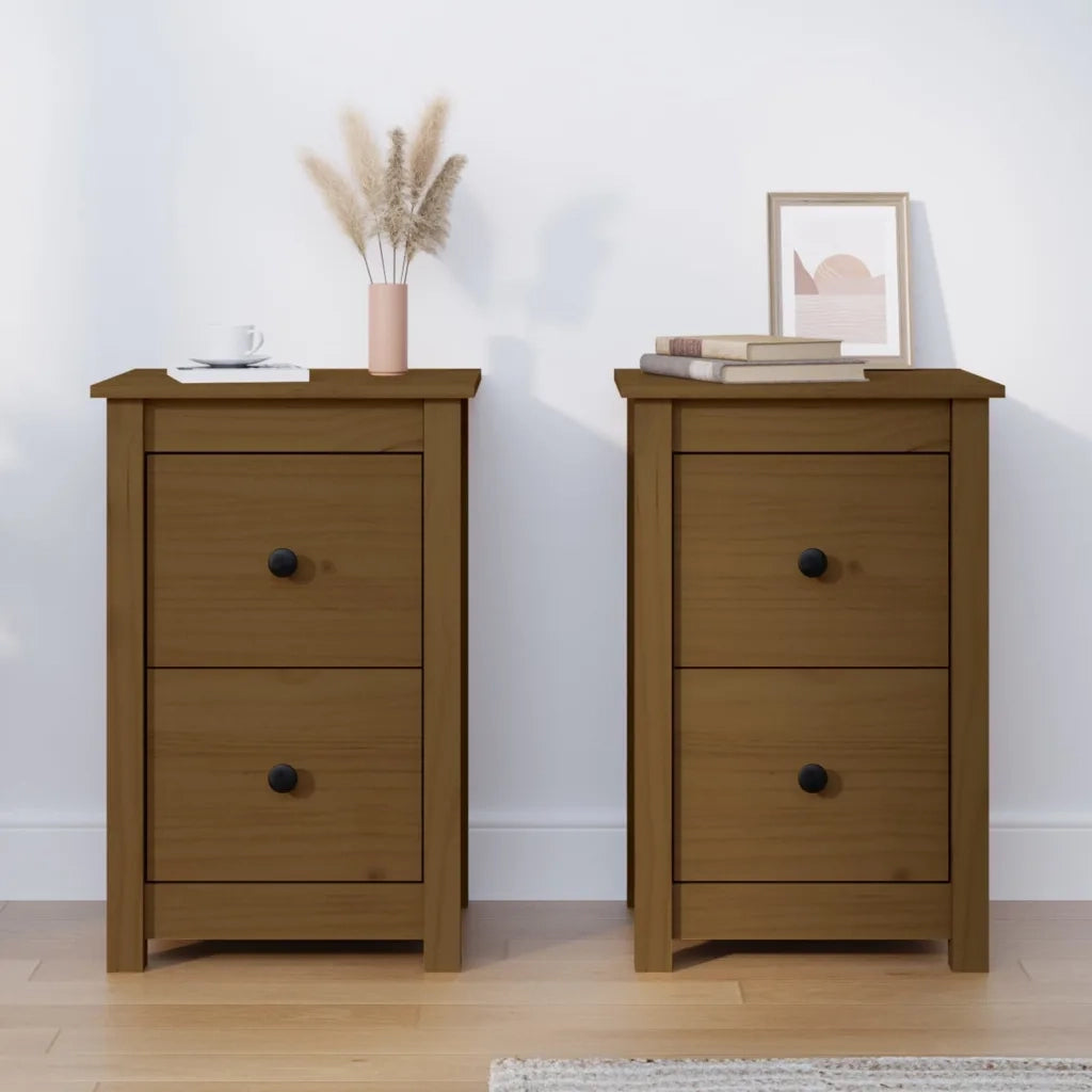 Comodini 2 pz ambra 40x35x61,5 cm in Legno Massello di Pino 820953