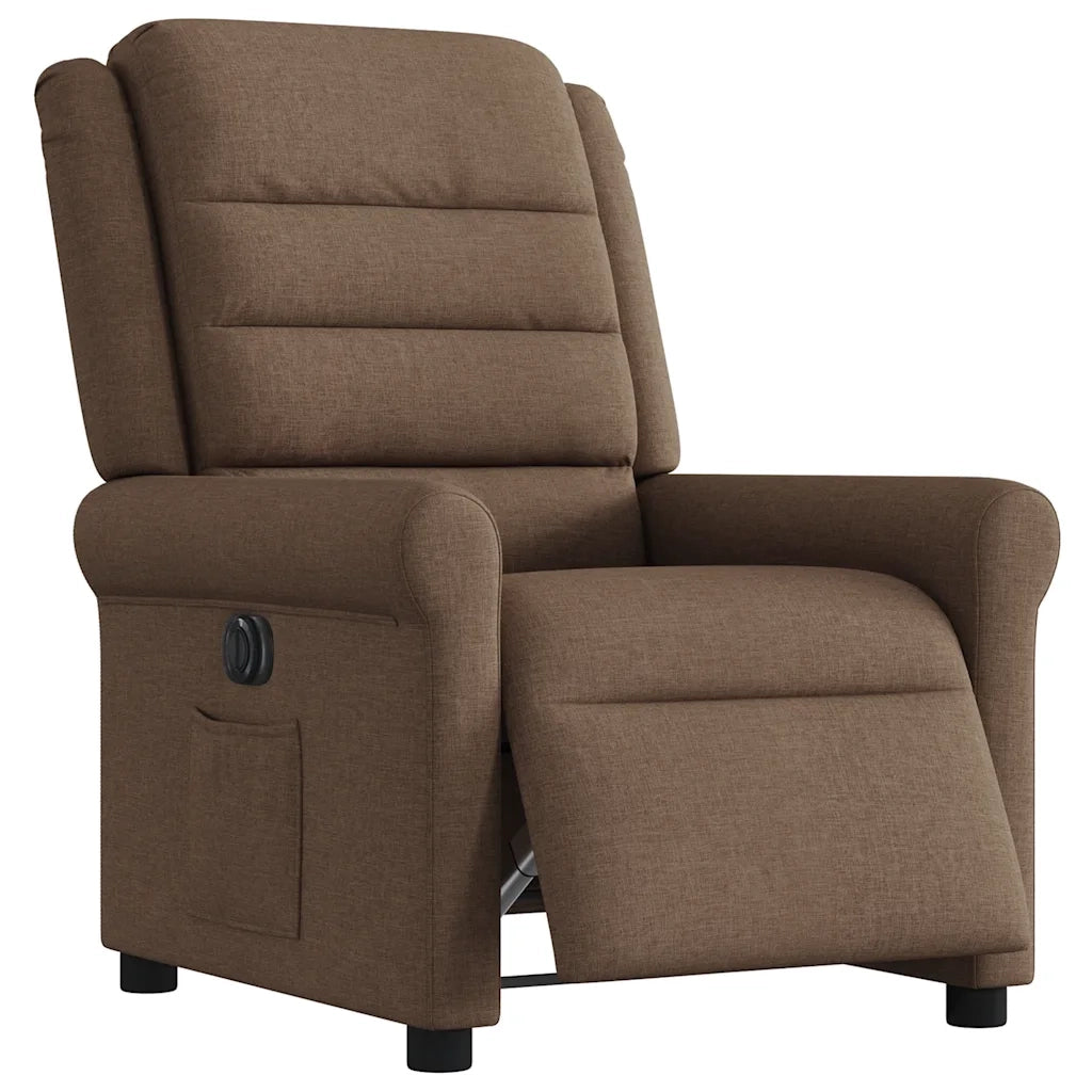 Poltrona | Sedia Relax Elettrica Reclinabile Marrone in Tessuto
