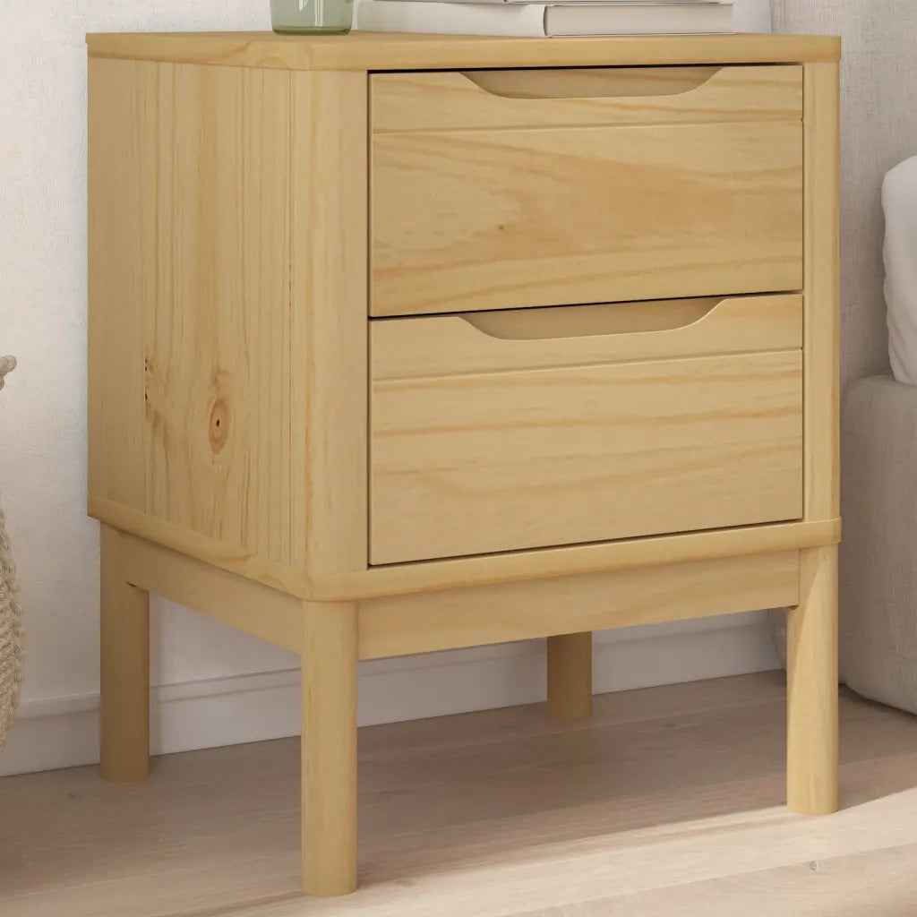Comodino-Tavolino da notte FLORO Marrone Cera 45x39x57 cm Legno di Pino