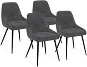 Set di 4 sedie THALYA in velluto grigio scuro con braccioli
