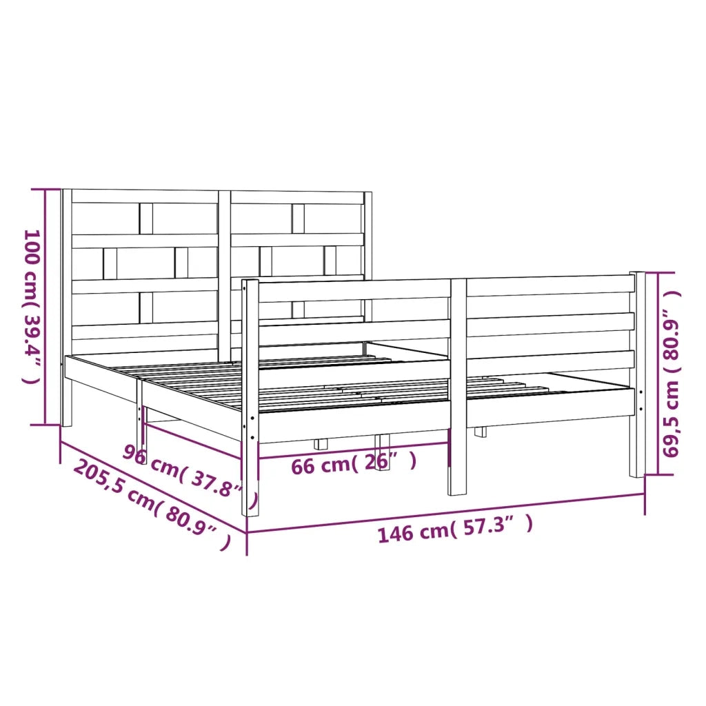 Giroletto-Struttura Letto Bianco in Legno Massello di Pino 140x200 cm 994448