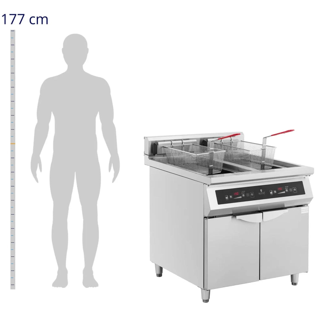 Friggitrice professionale a induzione 2 x 30 litri 60 a 190 °C acciaio inox 14_0009093