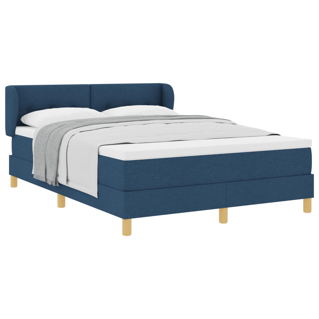 letto a molle a box con materasso blu 160x200 cm in tessuto