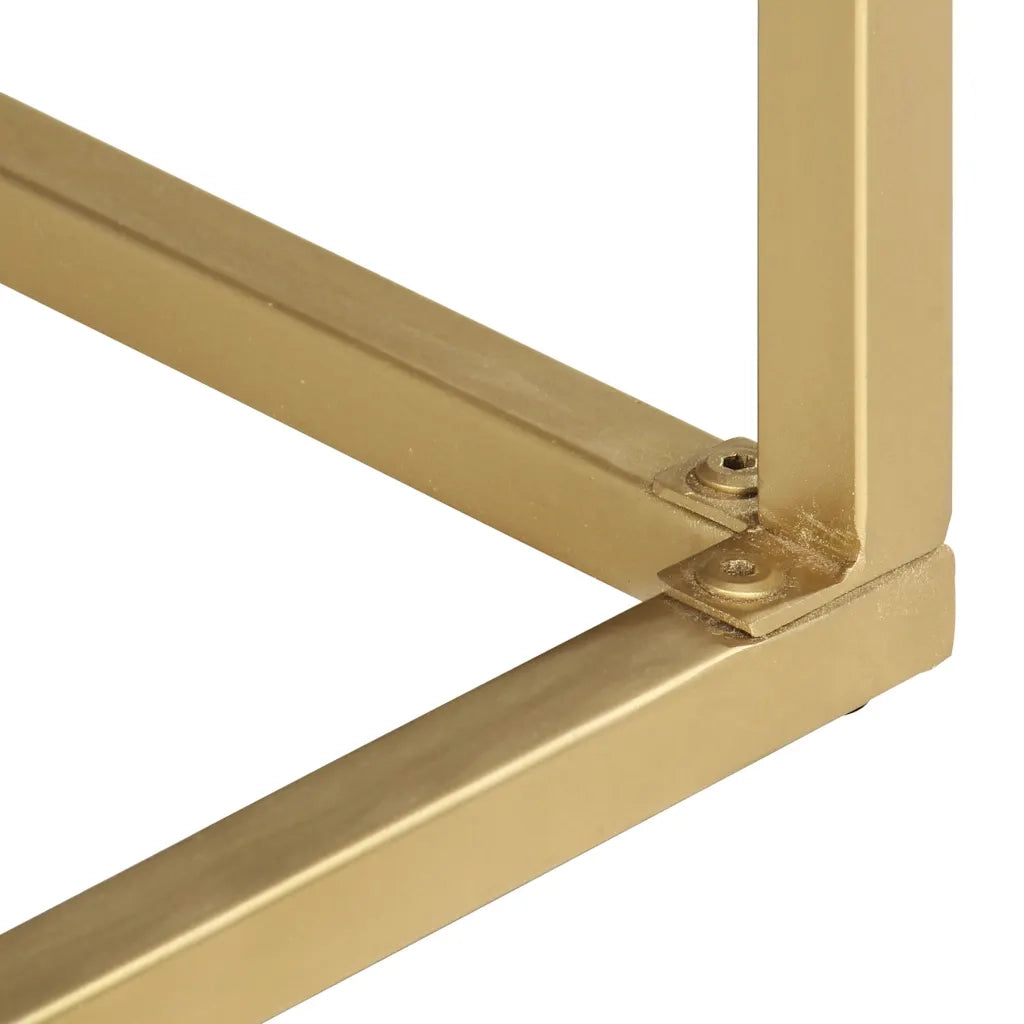 Tavolo Consolle Nero e Oro 90x30x75cm Legno Massello di Mango 286518